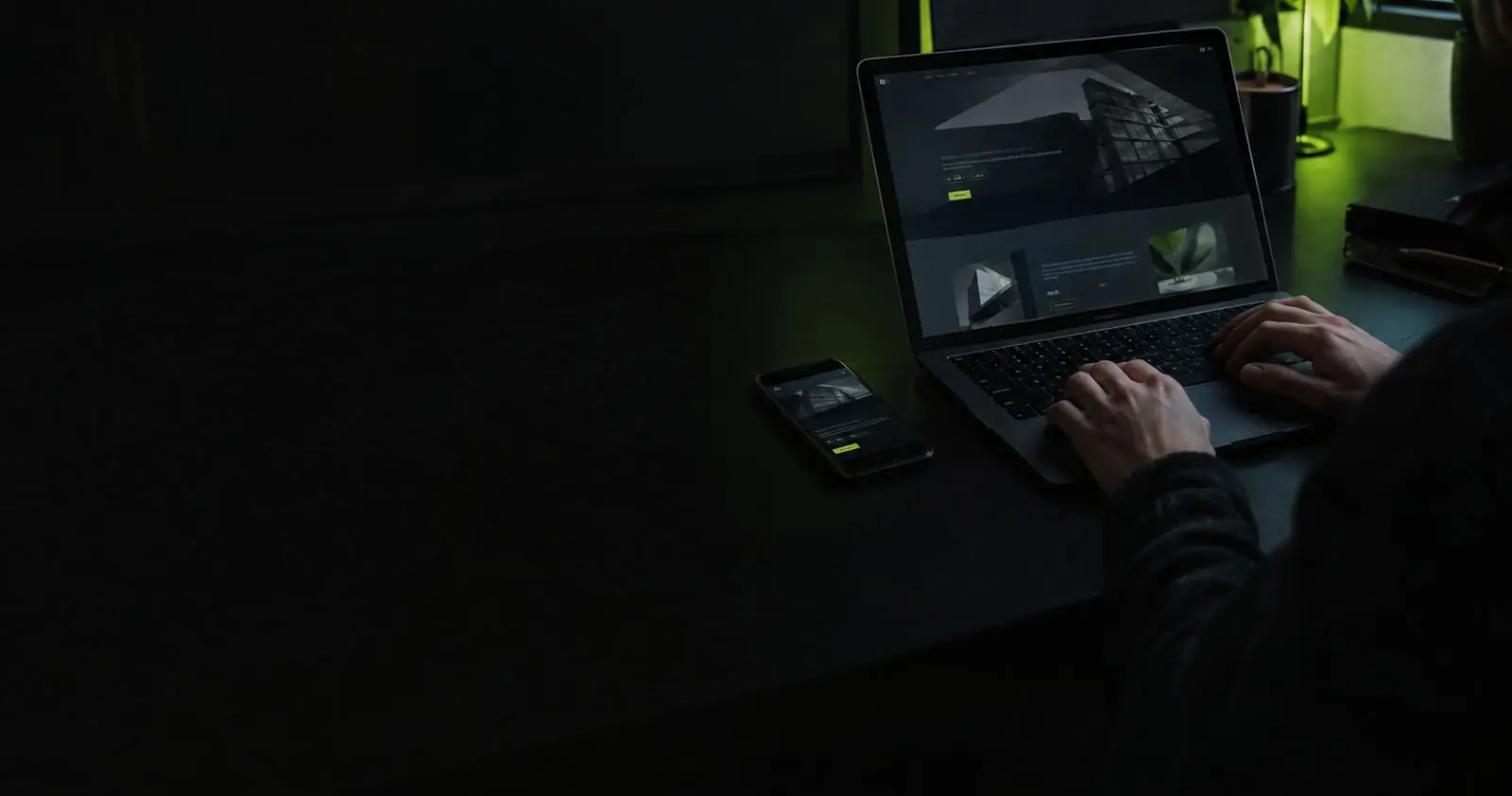 Designing a website on a laptop